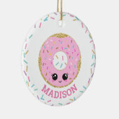 名前付きカワイトピンクドーナツ セラミックオーナメント (右)
