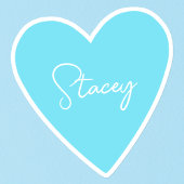 名前付きガーリーブルーハートステッカー シール