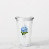 名前付きクラシックブルー紫陽花の花 アクリルタンブラー (裏面)