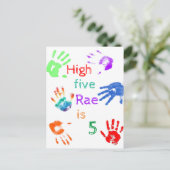 名前付きハンドプリント誕生日 ポストカード (スタンド正面)