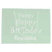 名前付きパステルグリーンハッピーバースデー ラージペーパーバッグ (裏面)