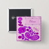 名前付きフラワーズデコ 缶バッジ (正面&裏面)