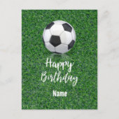 名前付きプレイヤーのためのサッカーバースデー ボール付き ポストカード (正面)