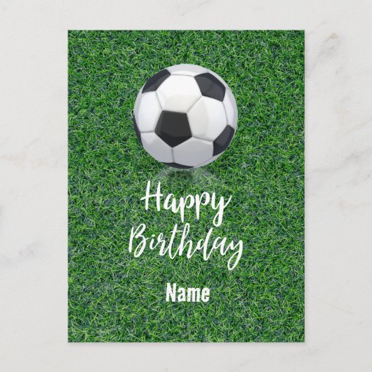 名前付きプレーヤーのためのボール付きサッカー誕生日 ポストカード (正面)