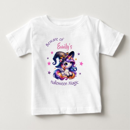 名前付きユニコーンガールズハロウィン ベビーTシャツ (正面)