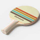 名前付きレトロな虹のストライプ 卓球ラケット (正面アングル)