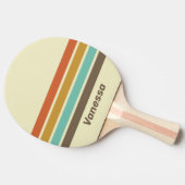 名前付きレトロな虹のストライプ 卓球ラケット (横)