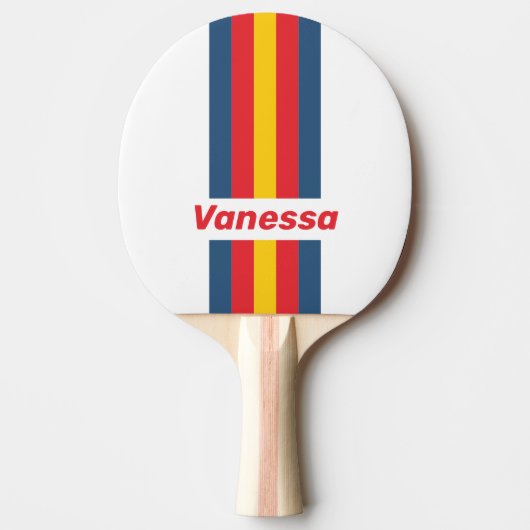 名前付きレトロマウンテンピンストライプ 卓球ラケット (正面)
