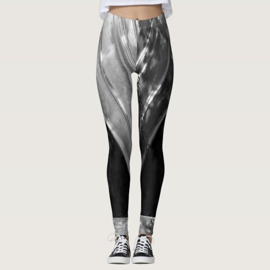 名前付き白黒抽象芸術パーソナライズされた: レギンス (正面)