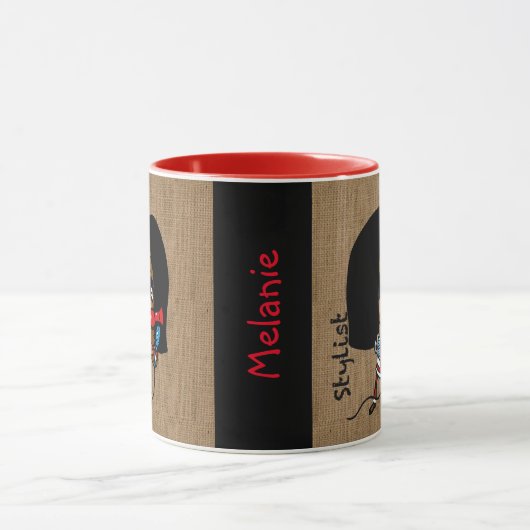 名前付き美容師マグ風刺画ブラックアフリカ マグカップ (中央)