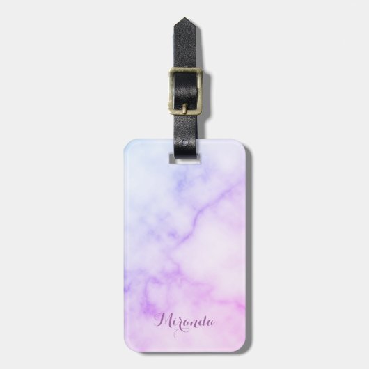 名前付き虹大理石パパーソナライズされたターン ラゲッジタグ (正面縦)