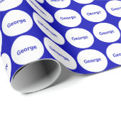 名前付き青の白いド王室のットパターン ラッピングペーパー (ロールコーナー)