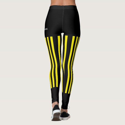 名前付き黄と黒のチーム/クラブ、フェイクショート レギンス (裏面)