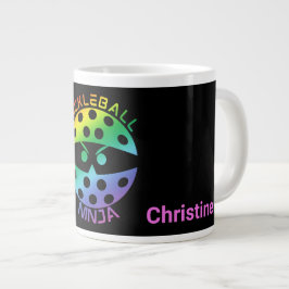名前付き20oz Rainbow pickleball忍者 ジャンボコーヒーマグカップ