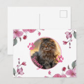 名前付き - 花枠のカスタムペット写真ポストカード ポストカード (正面/裏面)