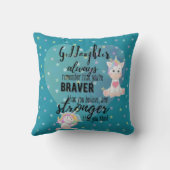 名前付きGODDAUGHTERやる気を起こさせる引用文ユニコーンティール（緑がかった色） クッション (裏面)