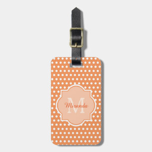 名前付きSassy Orange水玉模様モノグラム ラゲッジタグ