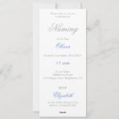 名前付けお祝いフォトフォトベビーブルー招待状 シーズンカード (裏面)