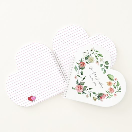 名前伝統的付きピンクの結婚バラ ノートブック (内部)