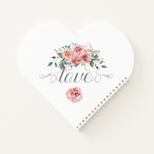 名前伝統的付きピンクの結婚バラ ノートブック (裏面)