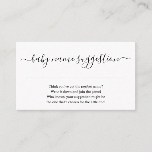 名前候補ベビーシャワー招待状シンプル エンクロージャーカード (正面)