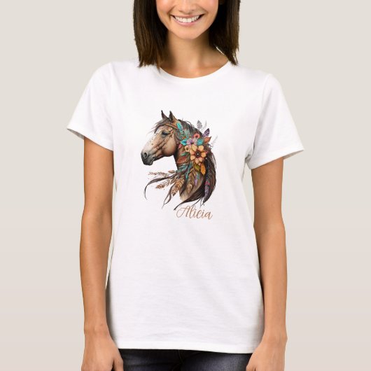 名前入りおしゃれなバイホースTシャツ Tシャツ (正面)
