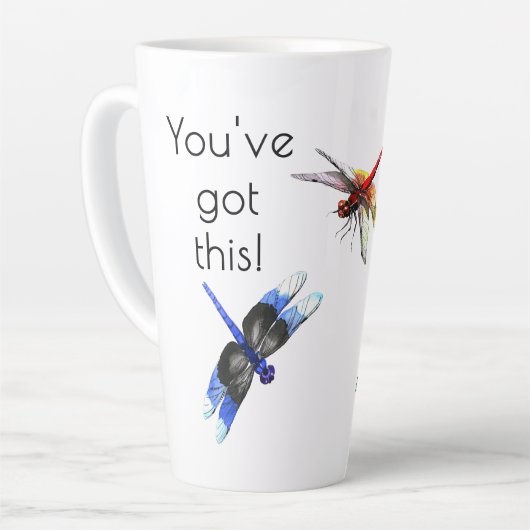 名前入りおしゃれな「You've got this!」トンボのラージサイズ カフェラテマグ (左アングル)