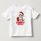 名前入りかわいいクリスマス子猫 トドラーTシャツ (正面)