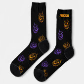 名前入りかわいいハロウィンのカボチャソックス ソックス (左)