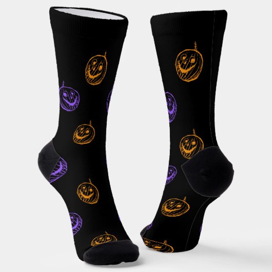 名前入りかわいいハロウィンのカボチャソックス ソックス (傾斜あり)