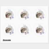 名前入りかわいい猫のペット ラウンドシール (シート)