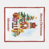 名前入りくるみ割り人形クリスマス子供用ブランケット フリースブランケット (正面(横))