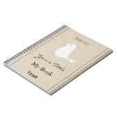 名前入りでかわいくおもしろいな鳥のリネン一見 ノートブック (左側)