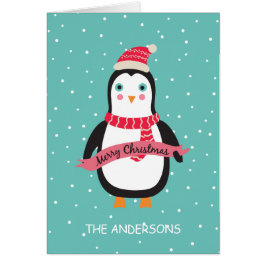 名前入りでかわいく小さいクリスマスのペンギン