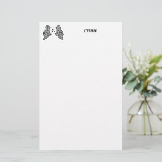 名前入りでモノグラムのな天使によっては静止したが飛びます 便箋 (スタンド正面)