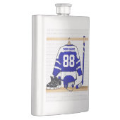 名前入りで青および白いアイスホッケージャージー フラスク (右)