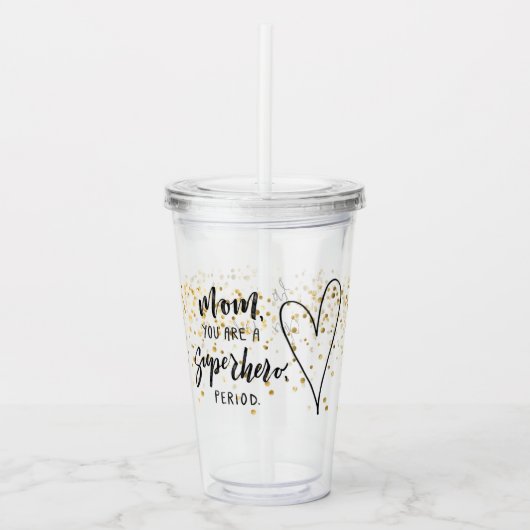 名前入りなお母さんのスーパーヒーローの母の日名前と アクリルタンブラー (正面)