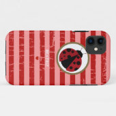 名前入りなかわいいてんとう虫及びストライブ柄 Case-Mate iPhoneケース (裏面(横))