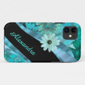 名前入りなかわいらしい水の青い花パターン Case-Mate iPhoneケース (裏面(横))