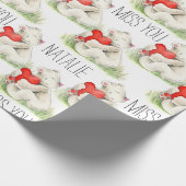 名前入りなくまのハートの水彩画の芸術を恋しく思って下さい ラッピングペーパー (角)