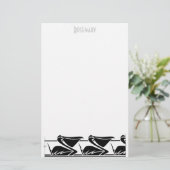 名前入りなアールデコのペリカンの文房具 便箋 (スタンド正面)