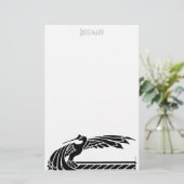 名前入りなアールデコの鳥の文房具 便箋 (スタンド正面)