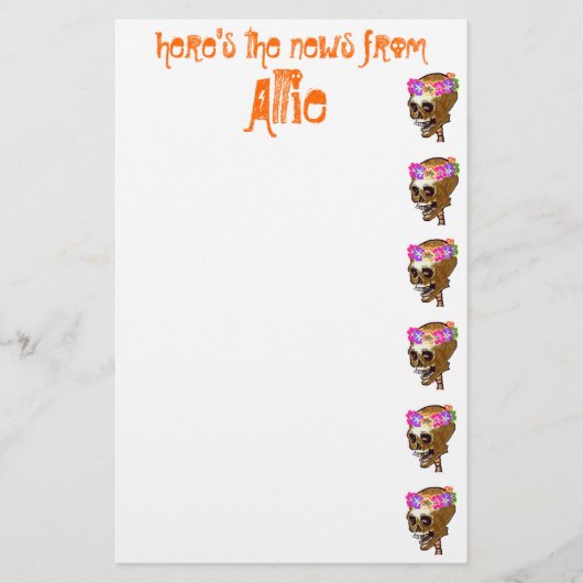 名前入りなクールなスカル 便箋 (正面)