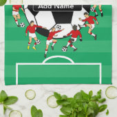 名前入りなサッカーボールおよびプレーヤー キッチンタオル (折り畳み)