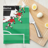名前入りなサッカーボールおよびプレーヤー キッチンタオル (四つ折り)