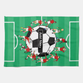 名前入りなサッカーボールおよびプレーヤー キッチンタオル (横)