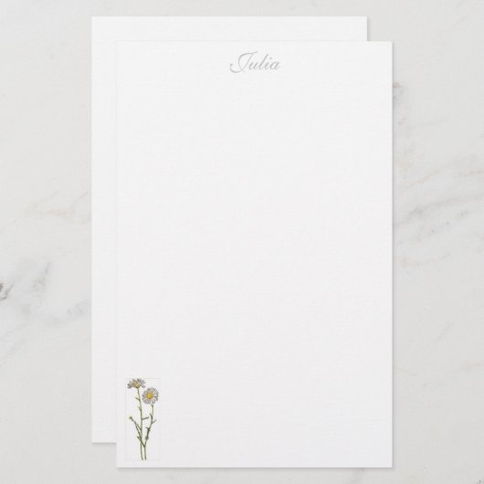 名前入りなデイジーの文房具- 便箋 (正面/裏面)