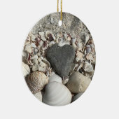 名前入りなビーチのオーナメントの灰色のハートの石 セラミックオーナメント (右)