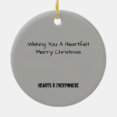 名前入りなビーチのオーナメントの灰色のハートの石 セラミックオーナメント (裏面)