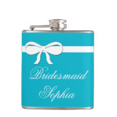 名前入りなフラスコの新婦付添人のギフトの青い結婚式 フラスク (正面)